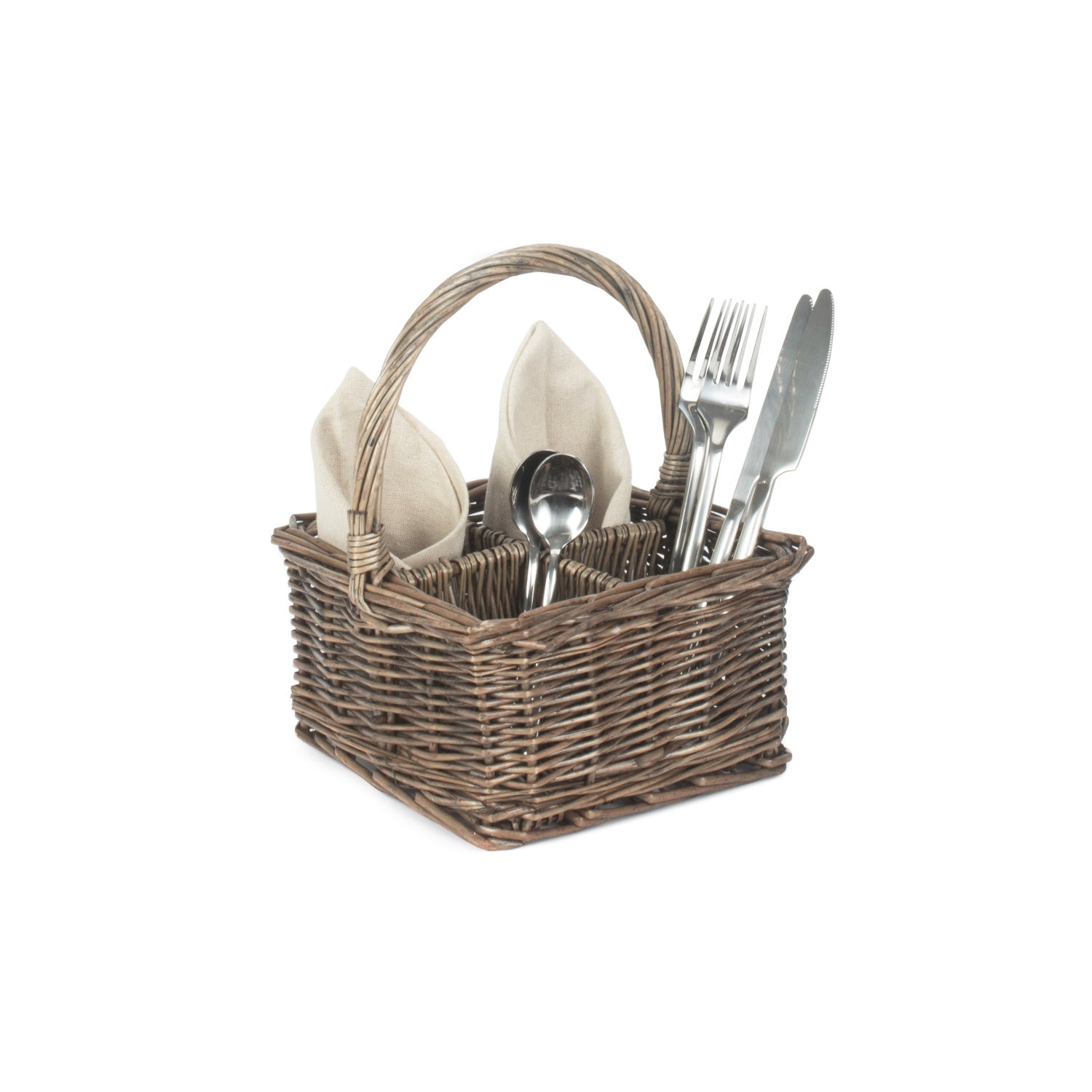 Antique Wash Square 4 Section Cutlery Basket