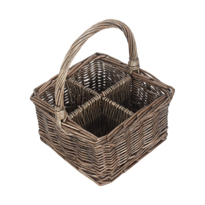 Antique Wash Square 4 Section Cutlery Basket