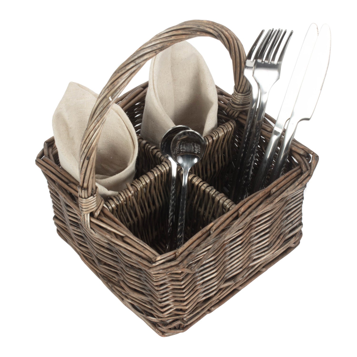 Antique Wash Square 4 Section Cutlery Basket