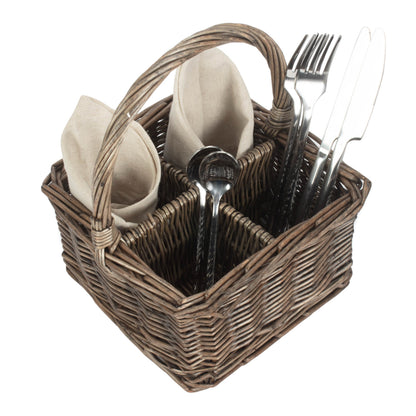 Antique Wash Square 4 Section Cutlery Basket