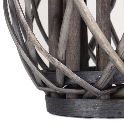 Small Grey Wash Willow Candle Lantern