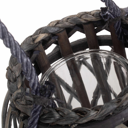 Small Grey Wash Willow Candle Lantern