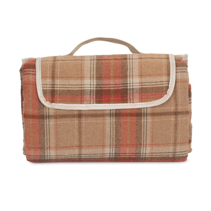 Autumn Red Tartan Waterproof Picnic Blanket Rug