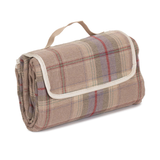 Lavender Tartan Waterprrof Picnic Blanket Rug