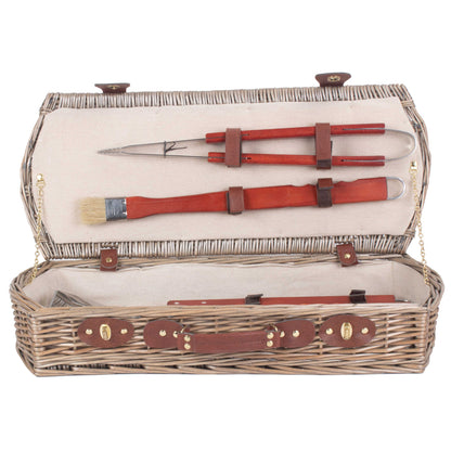 Barbeque Tools in Willow Basket Set