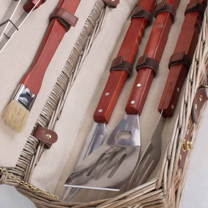 Barbeque Tools in Willow Basket Set