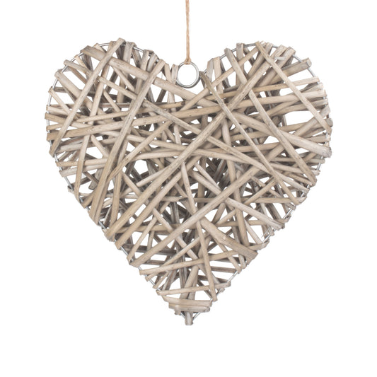Full Antique Wash Willow Heart Wreath - Large