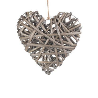 Full Antique Wash Willow Heart Wreath - Medium