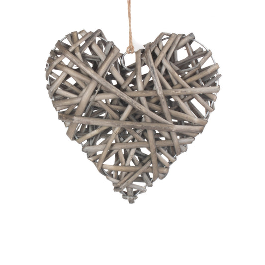 Full Antique Wash Willow Heart Wreath - Medium