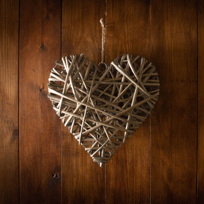 Full Antique Wash Willow Heart Wreath - Medium