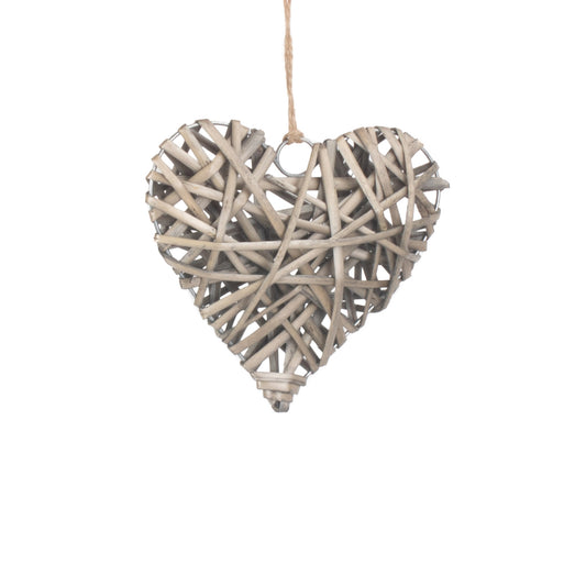 Full Antique Wash Willow Heart Wreath - Small