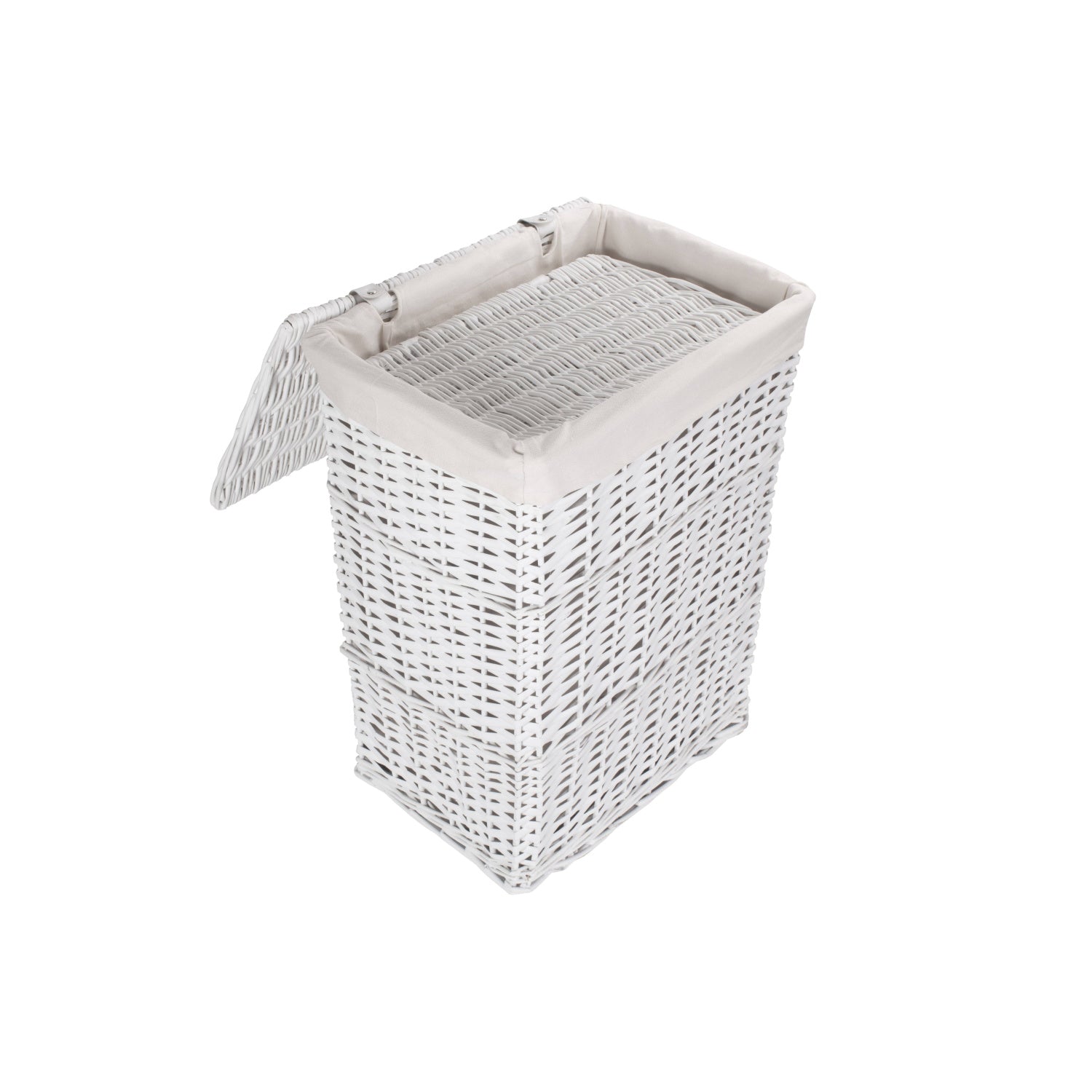 White Wicker Laundry Linen Hamper Basket Set 2