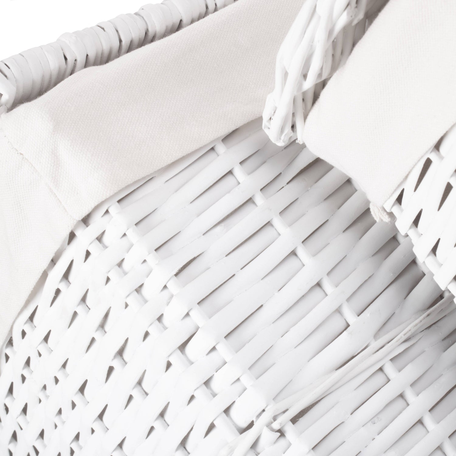 White Wicker Laundry Linen Hamper Basket Set 2