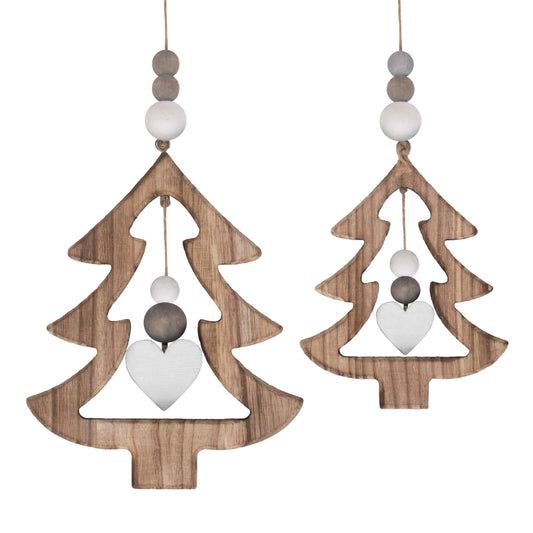 Set of 2 Hanging Cut-Out Christmas Trees
