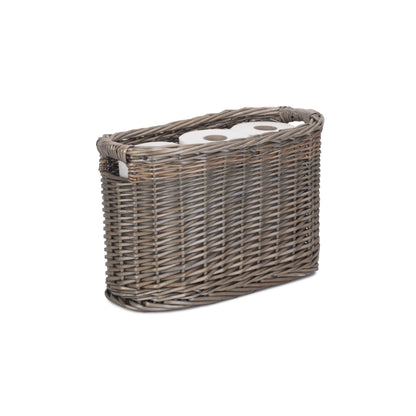 Antique Wash Willow Oval Toilet and Bathroom Organiser Basket