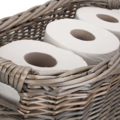 Antique Wash Willow Oval Toilet and Bathroom Organiser Basket
