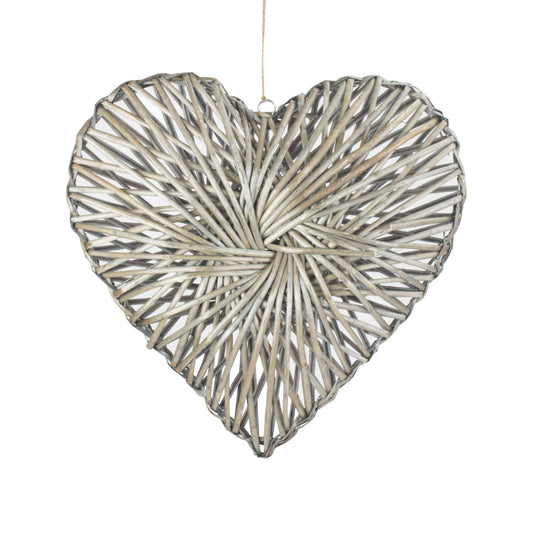 Grey Willow Heart Wreath - Medium