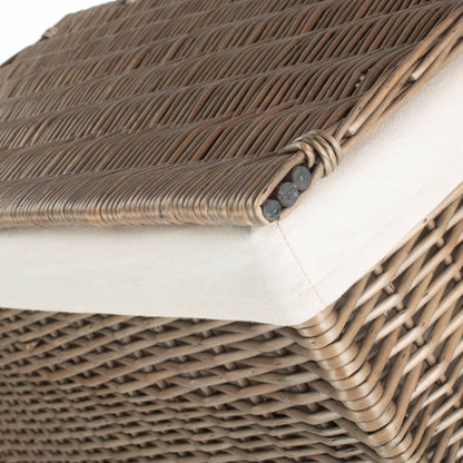 Antique Wash Willow Double Compartment Rectangular Partitioned Laundry Basket