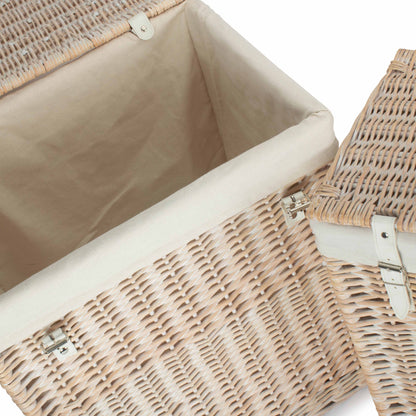Boutique White Wash Willow Laundry Hamper with Lining Set 2