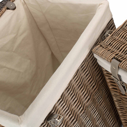 Boutique Antique Wash Willow Storage Laundry Hamper with Lining Set 2