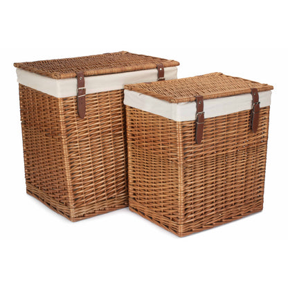Boutique Double Steamed Willow Laundry Hamper With Lining Set 2
