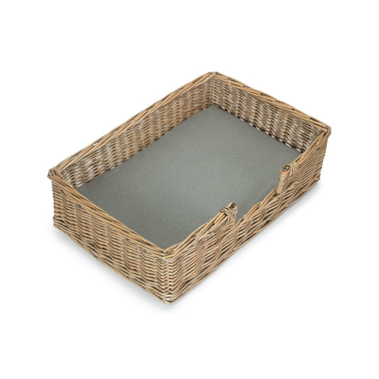 Small Rectangular Willow Dog Pet Bed with Cushion