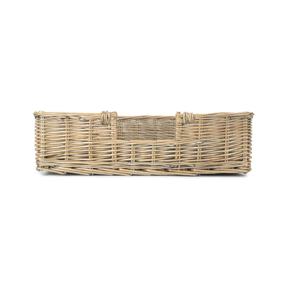 Small Rectangular Willow Dog Pet Bed with Cushion