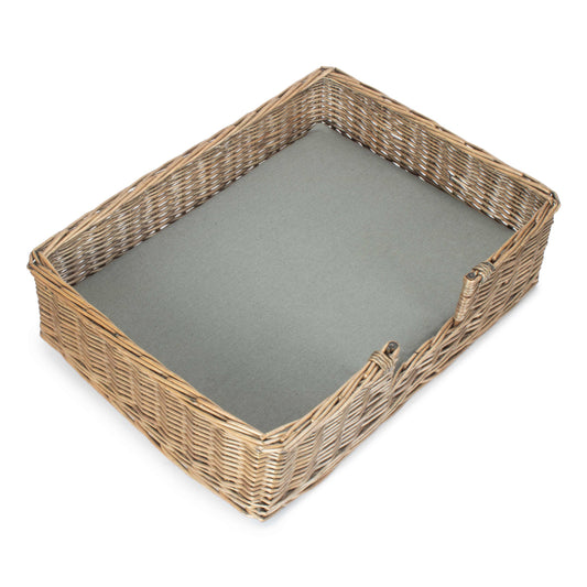 Medium Rectangular Willow Dog Pet Bed with Cushion