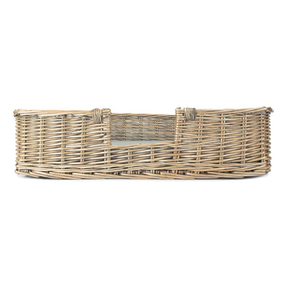 Medium Rectangular Willow Dog Pet Bed with Cushion