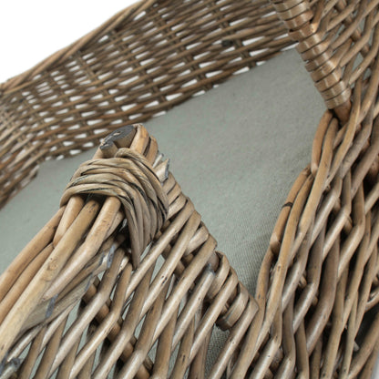 Medium Rectangular Willow Dog Pet Bed with Cushion
