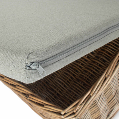 Medium Rectangular Willow Dog Pet Bed with Cushion