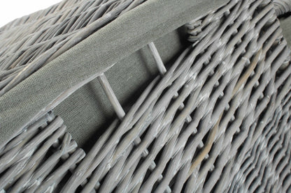 Grey Wash Willow Square Laundry Basket with Grey Sage Lining Set of 2