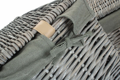 Grey Wash Willow Square Laundry Basket with Grey Sage Lining Set of 2