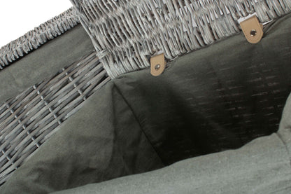 Grey Wash Willow Square Laundry Basket with Grey Sage Lining Set of 2