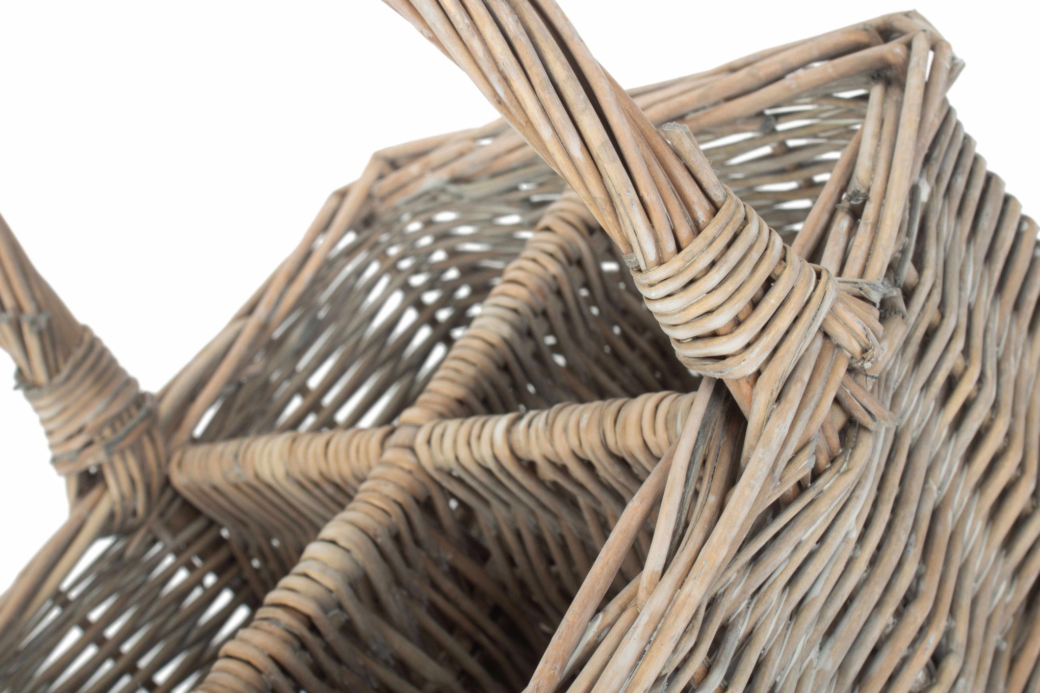 Grey Wash Willow Square 4 Section Cutlery Basket