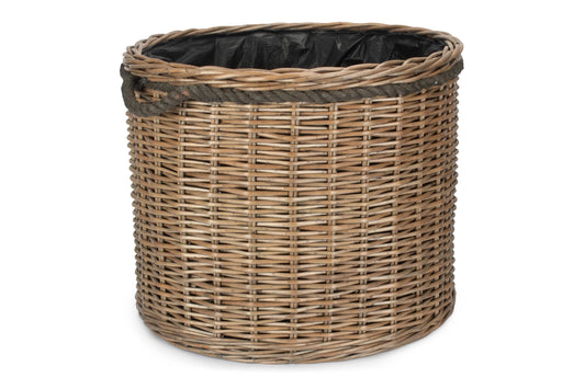 Round Willow Patio Planter With Black Plastic Lining