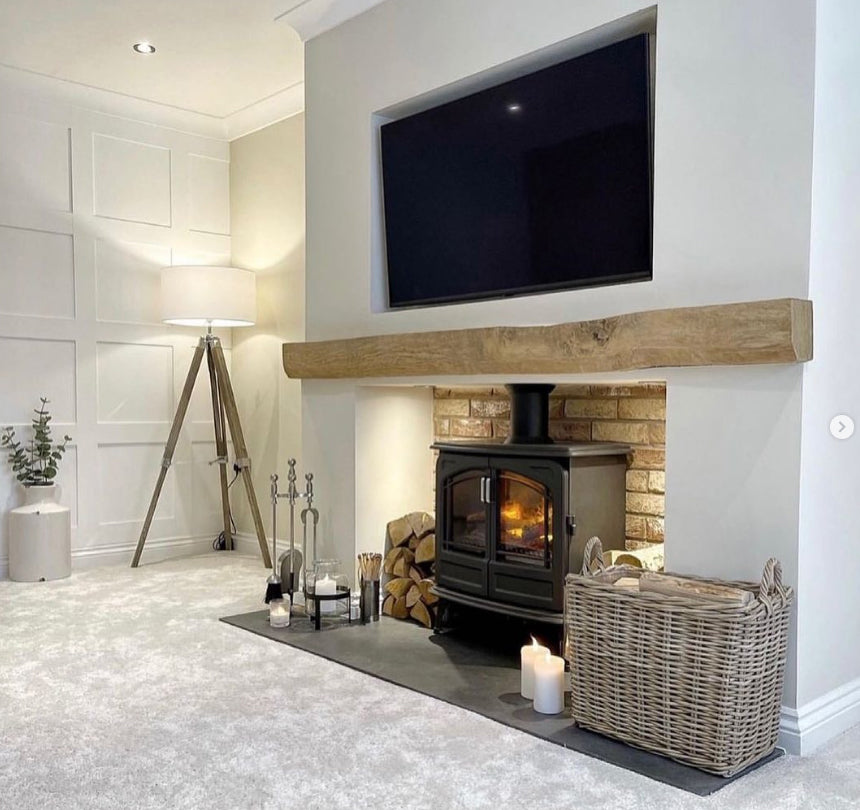 Wovenhill Kubu Rattan Oblong Lined Log Baskets with Hoop Handles