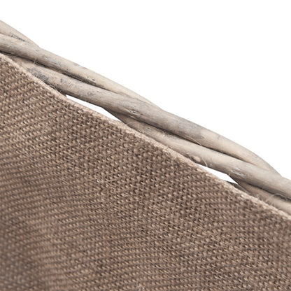 Wovenhill Wicker Grey Wash Square Log Basket with Hoop Handles