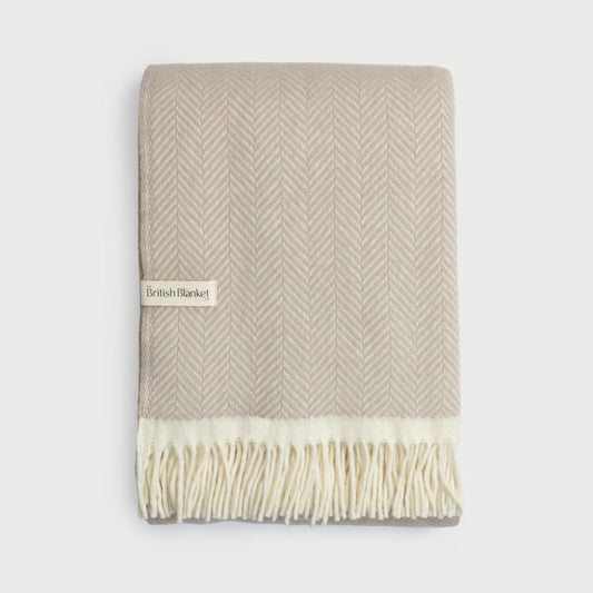 Clifton Herringbone Blanket: Bath Stone
