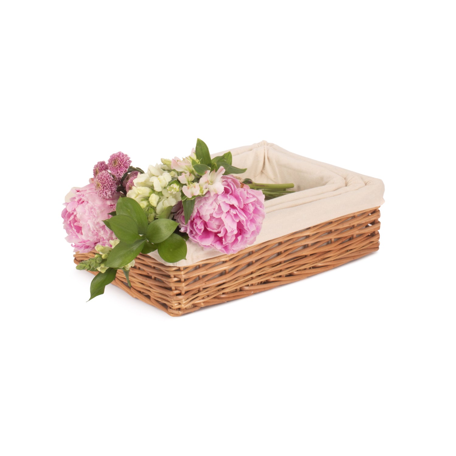 Lined Rectangular Straight-Sided Tray Basket Set 3