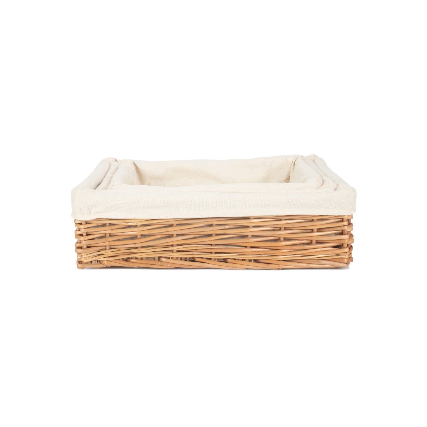 Lined Rectangular Straight-Sided Tray Basket Set 3
