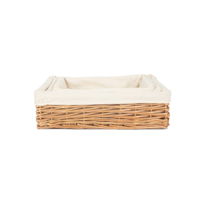 Lined Rectangular Straight-Sided Tray Basket Set 3