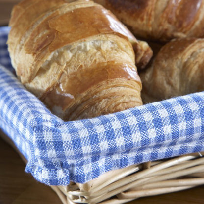 Rectangular Flat Split Willow Tray Basket with Blue & White Checked Lining