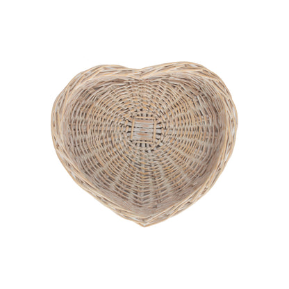 Small White Wash Heart Shaped Tray Basket
