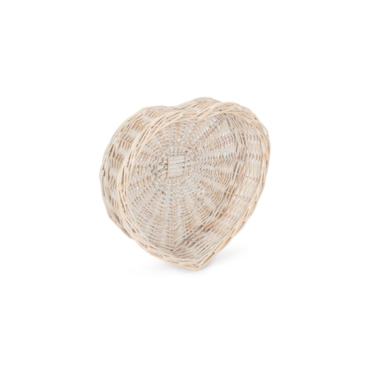 Medium White Wash Heart Shaped Tray Basket