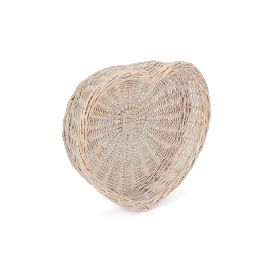 Large White Wash Heart Shaped Tray Basket
