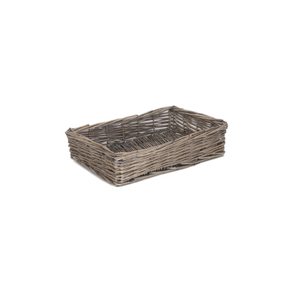 Small Antique Wash Straight-Sided Tray Basket