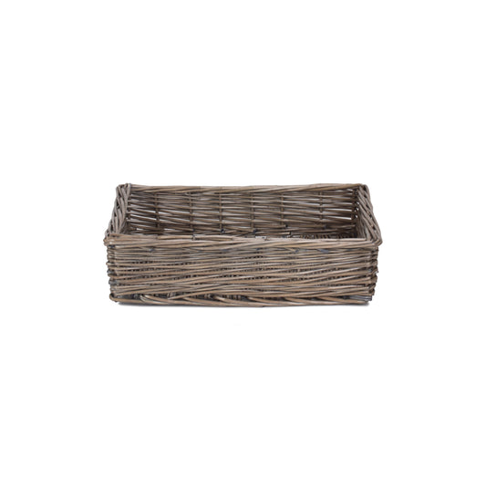 Medium Antique Wash Straight-Sided Tray Basket