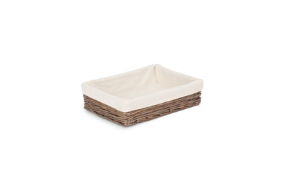 Medium Lined Antique Wash Straight Sided Tray Basket