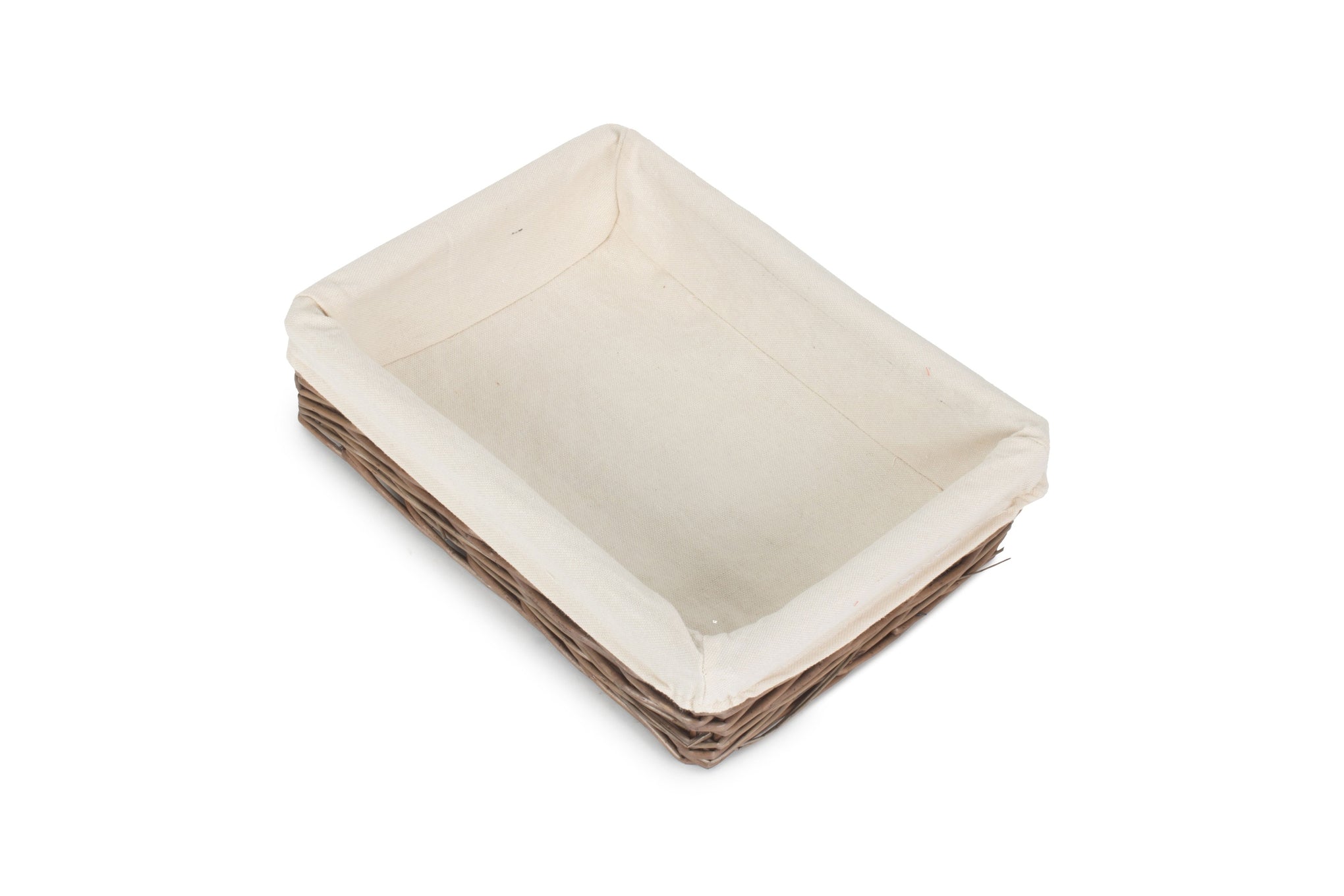 Medium Lined Antique Wash Straight Sided Tray Basket